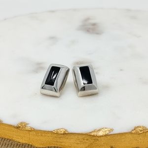 Studio Barse sterling silver black onyx inlay center rectangle post earrings